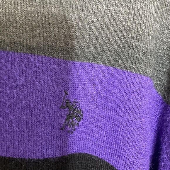 US POLO ASSN Gray/Black/Purple 2/3 Zip MockNeck Sweater Men Size L - Picture 6 of 14